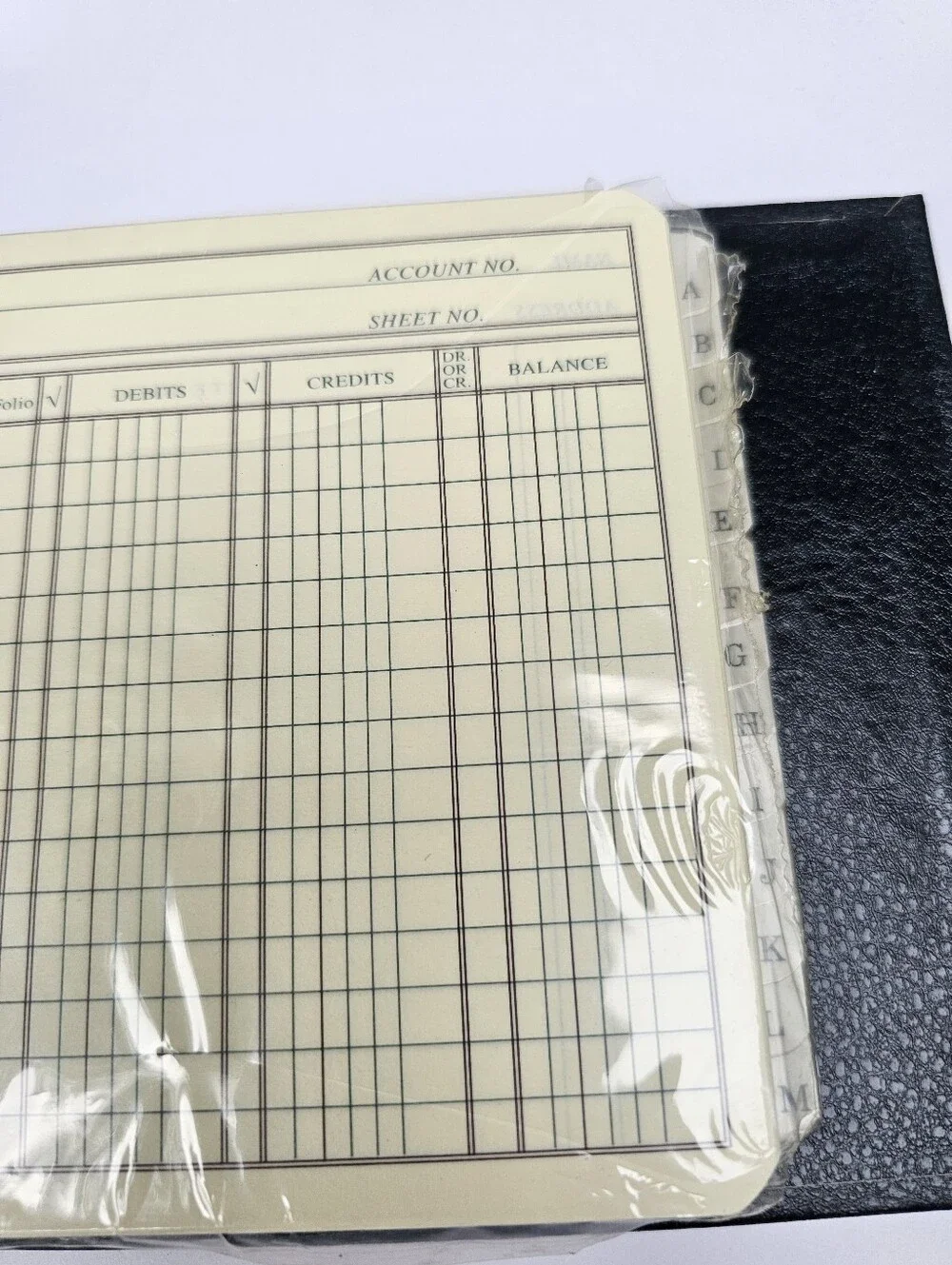 Vintage Black Accounting Ledger NOS A-Z Tabs Hardcover Oldschool Office Retro